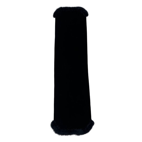 Black Velvet Scarf Feather Trim Boa Shoulder Wrap Elegant Party Accessory Glam - Picture 2 of 5